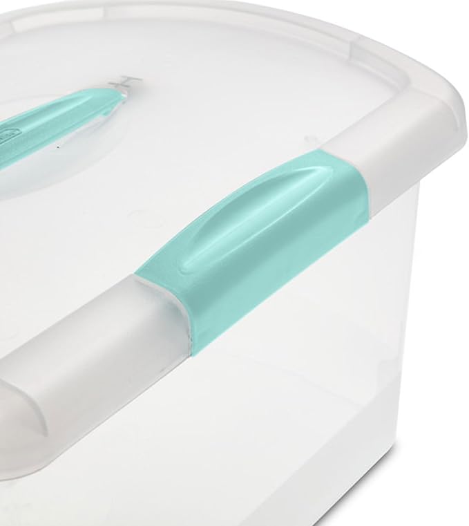Sterilite Medium Nesting ShowOffs, Stackable Small Storage Bin with Latching Lid and Handle, Plastic Container to Organize Ho