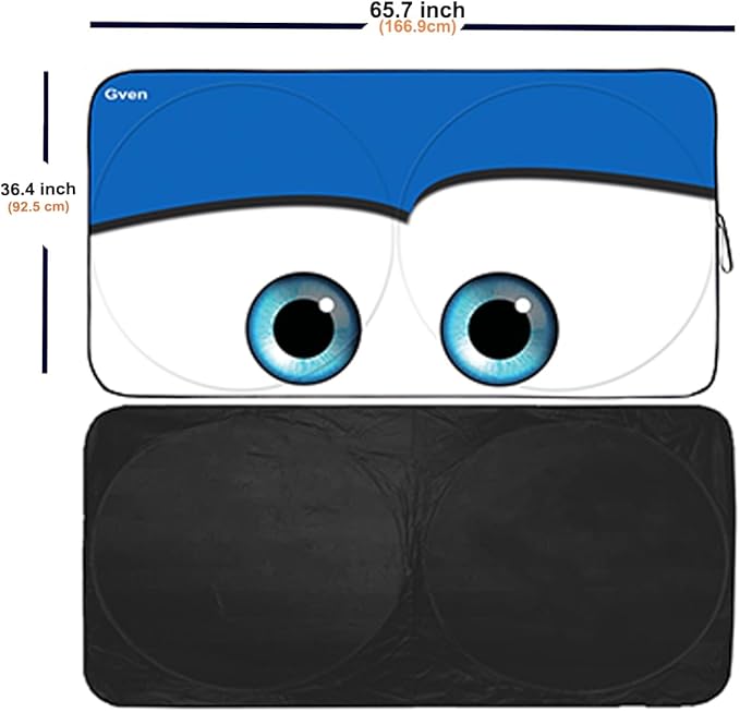 Gven Truck Windshield Sun Shade for Car Windshield Cover Interior Front Window Shades Sun Visor Protector Blocks UV Rays Must-Have Truck Accessories for Pickup, SUV, Sedan, Van, Bonneville (Blue, XL)