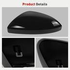 Left Driver Side Mirror Cap Compatible with Volkswagen Jetta 2019-2025, Door Rearview Mirror Cover Fit for Jetta US Version Without Turn Signals Replace 17A857537AGRU 17A857537GRU - Glossy Black
