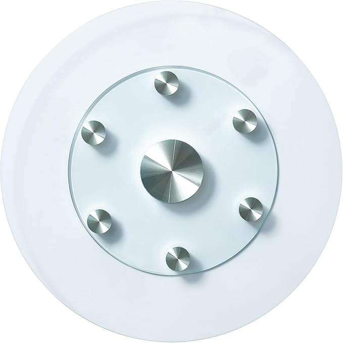 VEVOR 24 in Glass Lazy Susan Turntable, Tempered Glass Dining Table Centerpiece with 6 Rotating Wheels, 360° Smooth and Silen