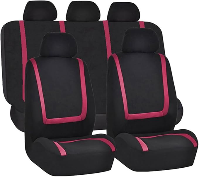 BELOMI Car Seat Covers Full Set, Breathable Premium Cloth Automotive Seat Cover, Universal Front and Rear Seat Covers, Easy t