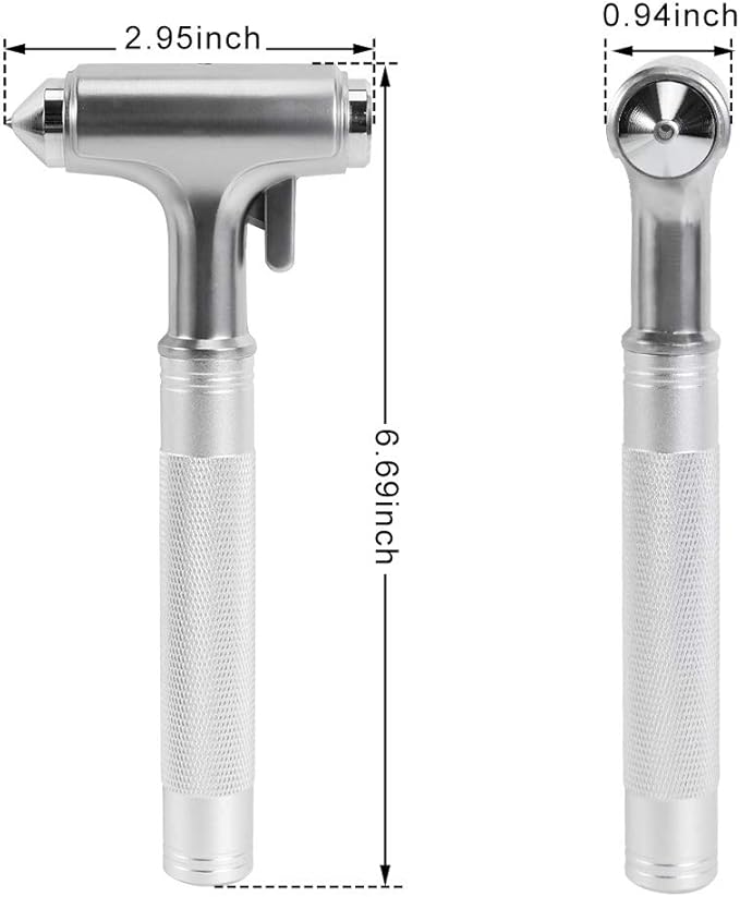 Car Safety Hammer, Fireproof Metal Emergency Escape Hammer with Hard Alloy Head Window Breaker and Seat Belt Cutter, Aluminiu
