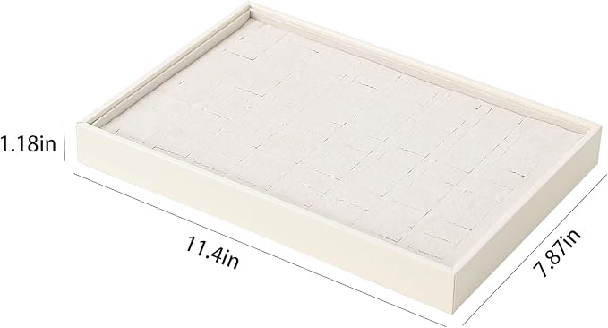 Stackable Jewelry Organizer Tray For Drawers,White Leather Small Earring Storage Tray,Bracelet And Necklace Display Box,Jewel