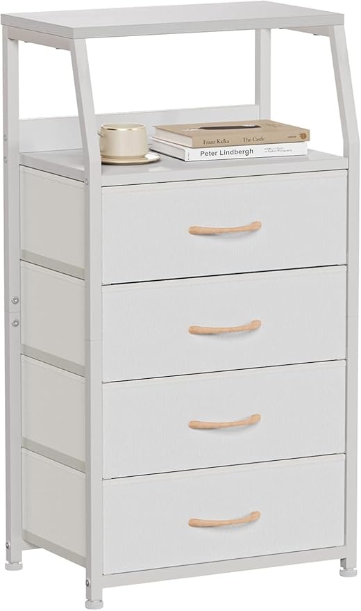Furnulem Tall 4 Drawers Dresser, Vertical Storage Tower for Bedroom, Hallway, Entryway, Nursery, Closet Organizer, Nightstand