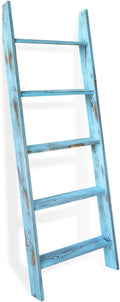 Honest Ladders for Living Room, 5-Tier Blanket Holder, Wall-Leaning Rack, Ladder Shelves, Wooden Quilt Ladder, Farmhouse Deco