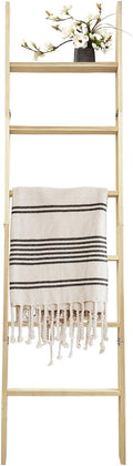6-Tier Blanket Ladder – 5.5 Ft Wall Leaning Quilt Rack, Farmhouse Blanket Storage for Living Room, Bedroom & Bathroom – Rusti