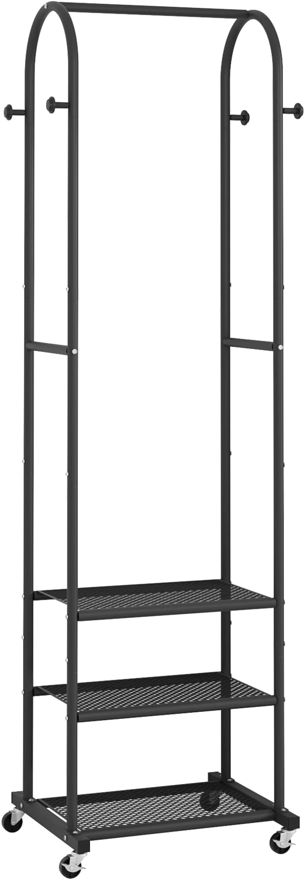 Kaitiemoo Heavy Duty Clothing Rack with Wheels,Modern Garment Rack with 3 Metal Shelves, 71.8Inches Display Rack for Hanging 