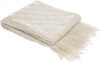 BATTILO HOME Large Cream Throw Blanket with Fringe, End of Bed Throw Blankets White,Spring Throw Blanket for Couch Sofa Indoo