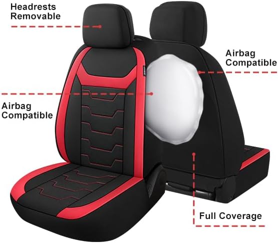 CAROMOP Breathable Car Seat Cover 2 Front Seats, 3D Air Mesh Cloth Seat Covers for Cars, Universal Fit Automotive Car Interio