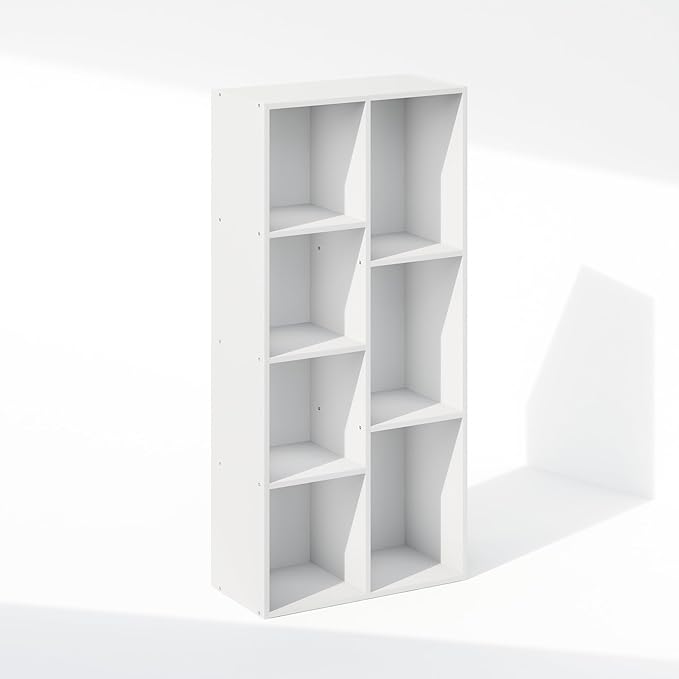 Furinno Reed Closet Organizers and Storage, 7-Cube Closet Organizer, Open Shelf Closet Storage, for Wardrobe, Bedroom, Living