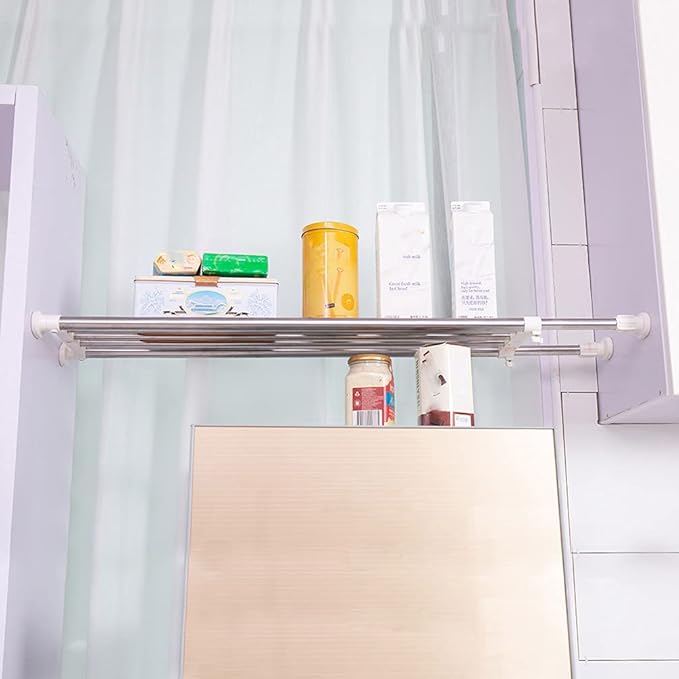 Hershii Expandable Tension Closet Shelf Rod Telescopic Stainless Steel Storage Rack Heavy Duty DIY Organizer Divider for Ward