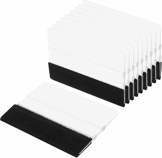 HARFINGTON 10pcs Car Vinyl Scraper 4inch Vinyl Squeegee Felt Edge Squeegee Tool for Car Window Tint Wallpaper Decal Sticker Installation Crafts Car Wrap Paste, White