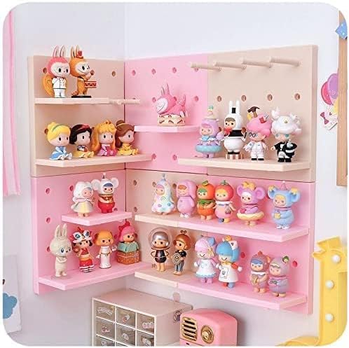 HGYZE Peg Boards for Wall with Shelf & Hooks, No Punching Craft Storage, Small Pegboard Ledges Organizer for Hanging Keychain