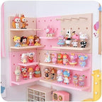HGYZE Peg Boards for Wall with Shelf & Hooks, No Punching Craft Storage, Small Pegboard Ledges Organizer for Hanging Keychain
