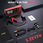 S ZEVZO Car Jump Starter with Air Compressor, 4000A 150PSI Jump Box Battery Pack(6.0 Gas/4.0L Diesel), Portable 12V Jump Box with Auto-Shutoff Tire Inflator, USB Ports, LCD Display & LED Light