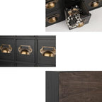 Apothecary Drawers Card Catalog Cabinet with 14 Drawers Wooden Card Catalog Wooden Storage Box for Desktop Organizer (Black)