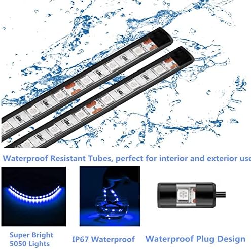 Boat Led Strip Lights, 4 Pcs 24'' Marine Interior Courtesy Deck Navigation Lights, Super Bright Waterproof Marine Led Lights Strip for 12V Pontoon Fishing Boat Yacht Kayak Sailboat (Blue)