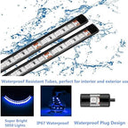 Boat Led Strip Lights, 4 Pcs 24'' Marine Interior Courtesy Deck Navigation Lights, Super Bright Waterproof Marine Led Lights Strip for 12V Pontoon Fishing Boat Yacht Kayak Sailboat (Blue)