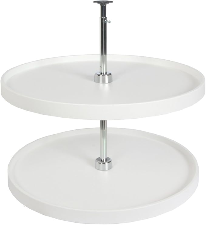 Knape & Vogt PFN24ST-W 31.5" by 24" by 24" Full-Round Polymer Lazy Susan Cabinet Organizer,White/Chrome