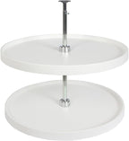 Knape & Vogt PFN24ST-W 31.5" by 24" by 24" Full-Round Polymer Lazy Susan Cabinet Organizer,White/Chrome