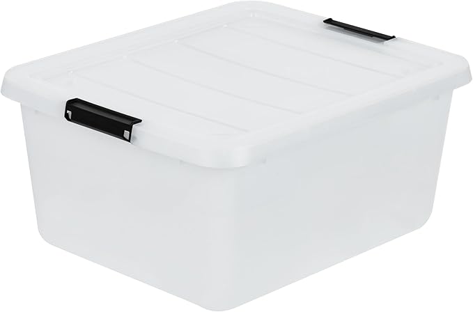 IRIS USA Clip Box with Removable Tray and Latching Lids, 18 Quart Craft Storage Bins, Art & Writing Supply Containers for Hom