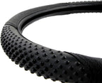 BDK Sporty Two Tone Ergonomic Grip Steering Wheel Cover - Massaging Gel Grip for Standard Size Wheels 14.5-15 inch Black/Blac