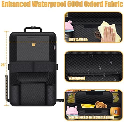 Meolsaek Kick Mats Back Seat Protector, Waterproof Oxford Seat Back Protector, Car Seat Back Protector for Kids, Back of Seat Protector for Kids Feet Car Seat (Black C -1pc)