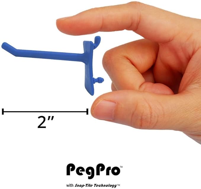 PegPro™ 2" Straight Hooks for 1/4" Pegboards - Secure Plastic Hooks for Your Wall Organizer - for Craft Storage, Garage, Kitc