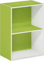 Furinno Luder Bookcase / Book / Storage, Green/White, 2-Tier