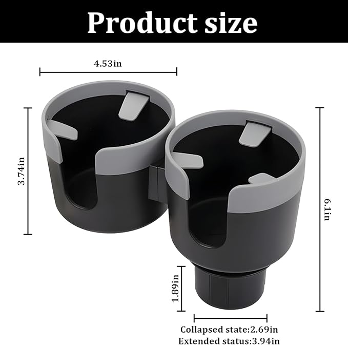 Car Cup Holder Expander, 2 in 1 Multifunctional Vehicle Dual Water Bottle Holder Adapter Extender with Adjustable Base, Autom