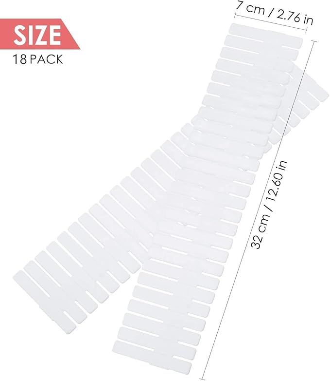 18Pcs Drawer Dividers, Adjustable Drawer Organizer for Socks, Underwear, Makeup, Can Help Tidy Kitchen, Bedroom, Dresser Whit