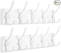 Kuhome 2pcs Coat Rack Wall Mount Coat Hooks Wooden Hat Rack for Wall Hooks Pine Real Wood Plank 16.9" White Coat Hanger with 