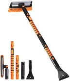 EcoNour 49" Extendable Squeegee Snow Brush and Ice Scraper for Car Windshield & Windows | 270° Telescopic Snow Broom with Pivoting Squeegee | Heavy Duty Car Snow Removal Tool for SUV, Truck & Car