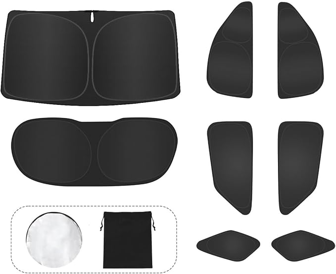 8PCS Window Shades for Ford Explorer(2020-2025) Accessories – Full Coverage Sun Shade for Side Windows, Rear Triangular & Windshield – UV Protection & Privacy for Camping, Napping, Relaxing