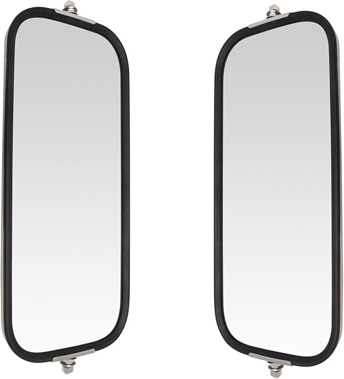 TRQ West Coast Mirror Set Peaked Back 16 x 7 Stainless Steel Driver and Passenger Side Compatible with 00–17 Ford F-650 60–79