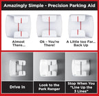 Park Ranger 4 pcs: U.S.A. Made Garage Parking Aid Bright White Amazingly Simple Perfect Assist Gadget Stop Indicator, Easy Install Stopper Peel & Stick Tape & Wall Decals 1 per Vehicle