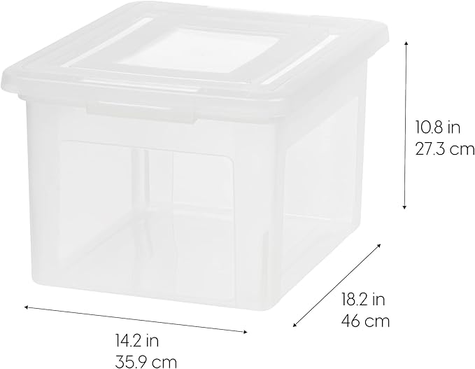 IRIS USA File Box, Plastic File Boxes With Lids, Document Organizer for Letter/Legal File, Document Box, Storage Bin For Hang