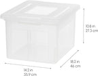 IRIS USA File Box, Plastic File Organizer with Lids for Letter/Legal File, Portable Document Box For Moving, Storage Bin with