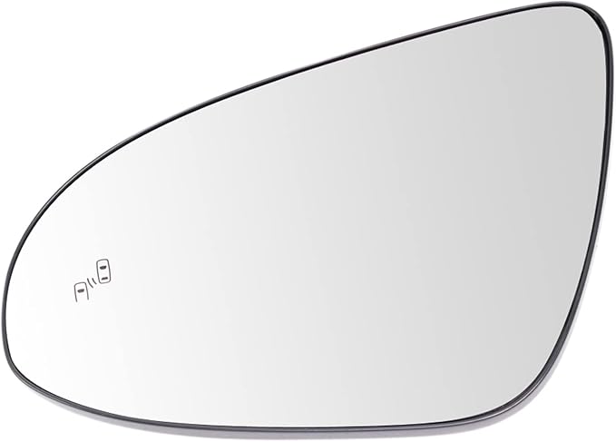 TRQ Driver Side Heated Mirror Glass Compatible with 2012-2014 Toyota Camry XLE Hybrid SE with Blind Spot Detection TO1324131
