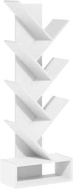 Furinno Tree Book Shelf, 7-Tier Bookshelf, Tree Bookcase with Bottom Shelf, 8.4 x 16.9 x 46.2, for Living Room, Bedroom, Home