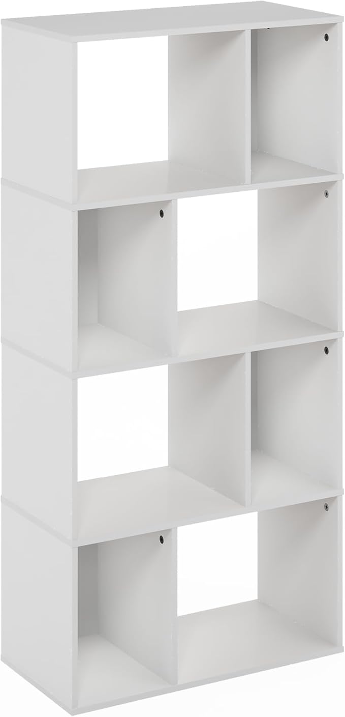 Furinno DALY Book Shelf, 8-Cube Bookshelf, Cube Storage Organizer Bookcase with Irregular Compartments, 11.7 x 23.6 x 49, for