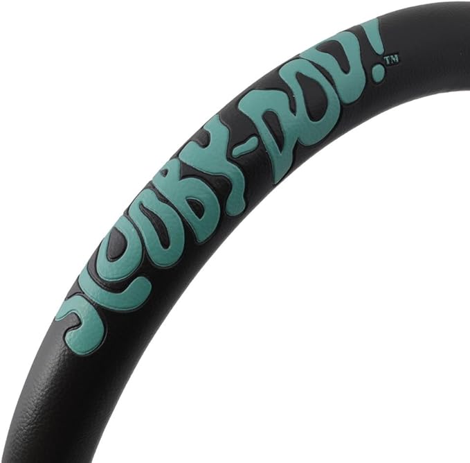 BDK Warner Brothers Scooby Doo Car Steering Wheel Cover - Non-Slip Ergonomic Grip Lining - Durable Faux Leather Steering Wheel Cover - Easy Installation 14.5-15.5 in Diameter Car Accessories (Black)