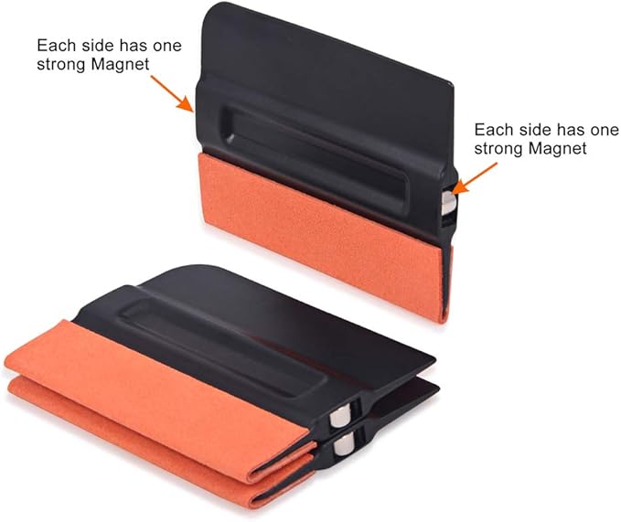 Gomake Vinyl Wrap Squeegee 4 Inch Magnet Tint With Micro-Fiber Felt Edge - Car Vinyl Scraper Decal Applicator Tool, Wallpaper Window Film Smoothing Tool, Pack of 3