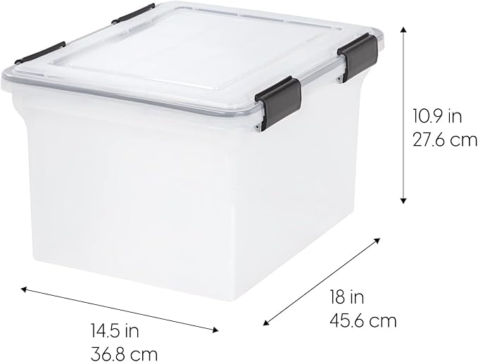 IRIS USA File Box WeatherPro File Organizer Plastic File Box for Letter/Legal File, Water Resistant Document Box, Durable Lid