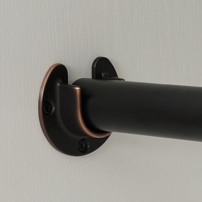 1 Pair Heavy Duty Oil Rubbed Bronze Zinc Closet Pole Sockets Rod End Support Flange Rod Holder Set Wall Mount Pipe Bracket wi