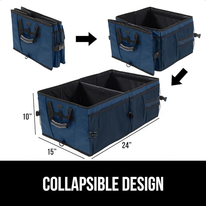 GORILLA GRIP Large Capacity Sturdy Trunk Storage Organizer, Slip and Water Resistant Collapsible Organization Container for