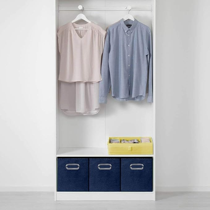 ShellKingdom Storage Bins, Foldable Fabric Storage Cubes And Cloth Storage Organizer Drawer with Metal Handle For Closet And 