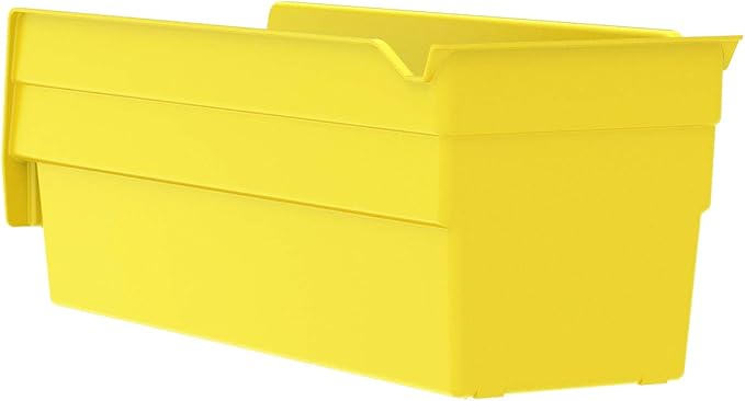 Akro-Mils 30120 Plastic Shelf Bins, Heavy Duty Storage Bins for Garage, Closet, and Drawer Organization, 12" x 4" x 4", Yello
