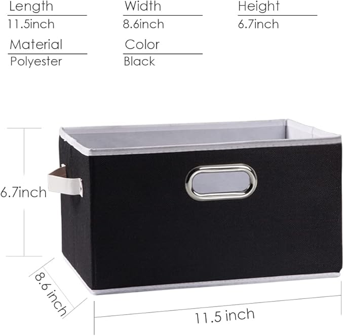 PRANDOM Fodable Storage Bins for Closet [3-pack] Decorative Fabric Storage Baskets Cubes with Leather/Metal Handles for Shelv