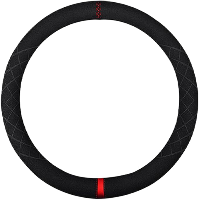 Suede Steering Wheel Cover,Compatible with Chevrolet Chevy Malibu Explorer Trax Seeker Suede Sport Non-Slip Wheel Cover Car Interior Accessories 15 inch for Man and Women